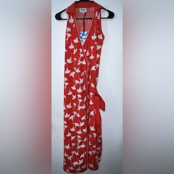 Diane Von Furstenberg DVF for Target Ginkgo Cherry Tomato Midi Wrap Dress - Picture 7 of 12